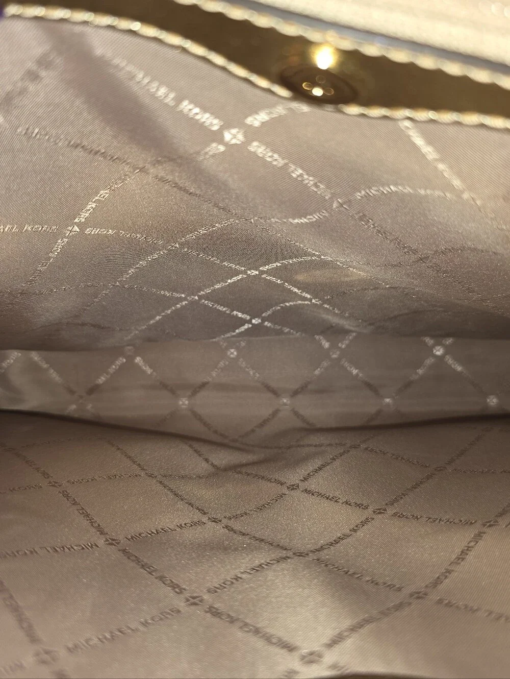 Michael Kors Metallic Silver and Light Gray Signature Tote